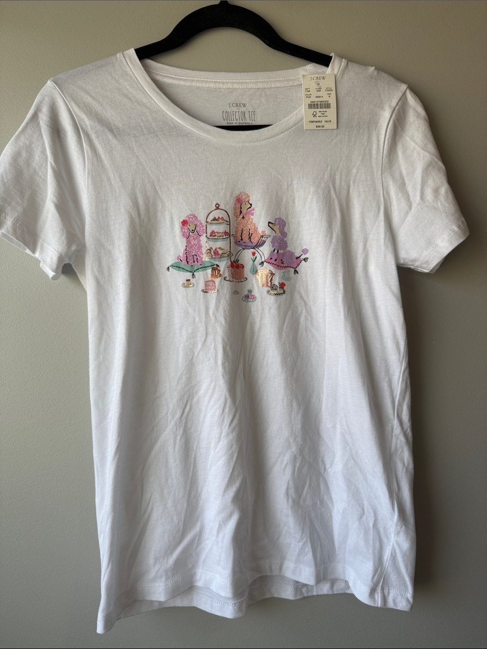 J. Crew collector tee with Poodle Pink & Purple Tea Party Graphic small cotton